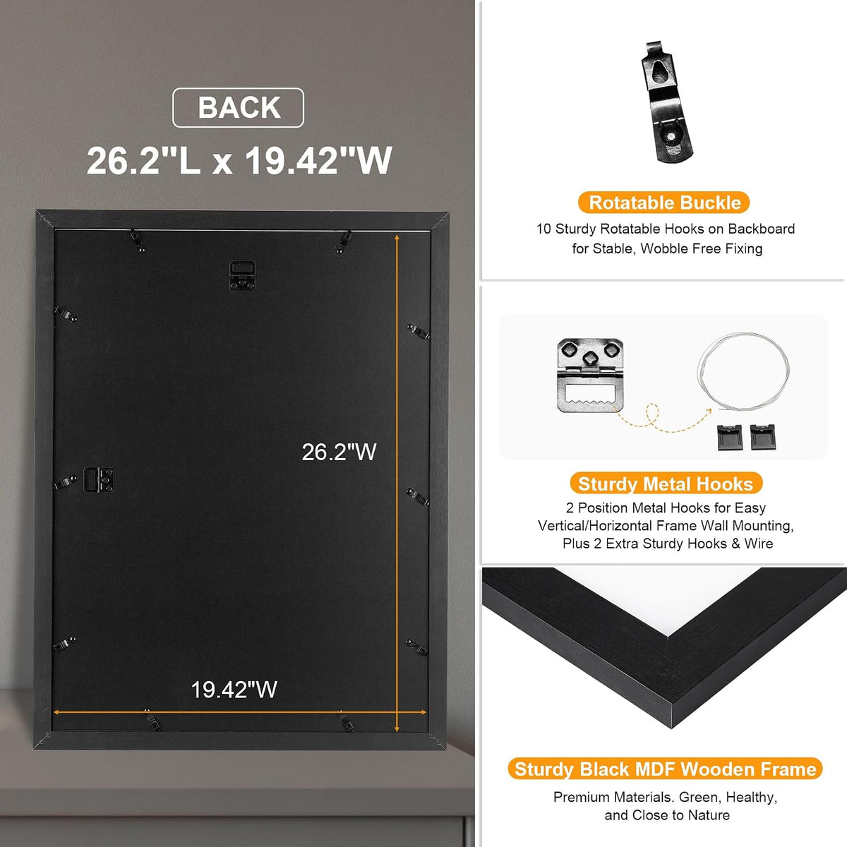 HOUSE DAY 3 Pack Poster Frames 18 x 24 Wood and Polished Plexiglass 18x24 Frame without Mat or 16x20 with Mat