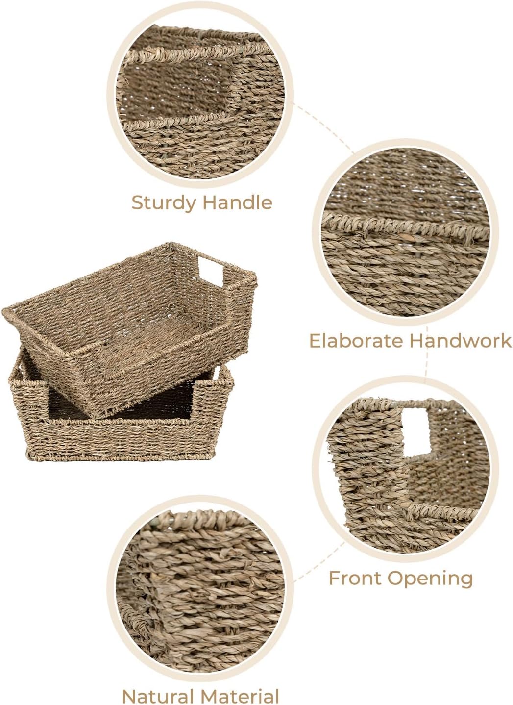 Stackable Seagrass Pantry Baskets / Natural