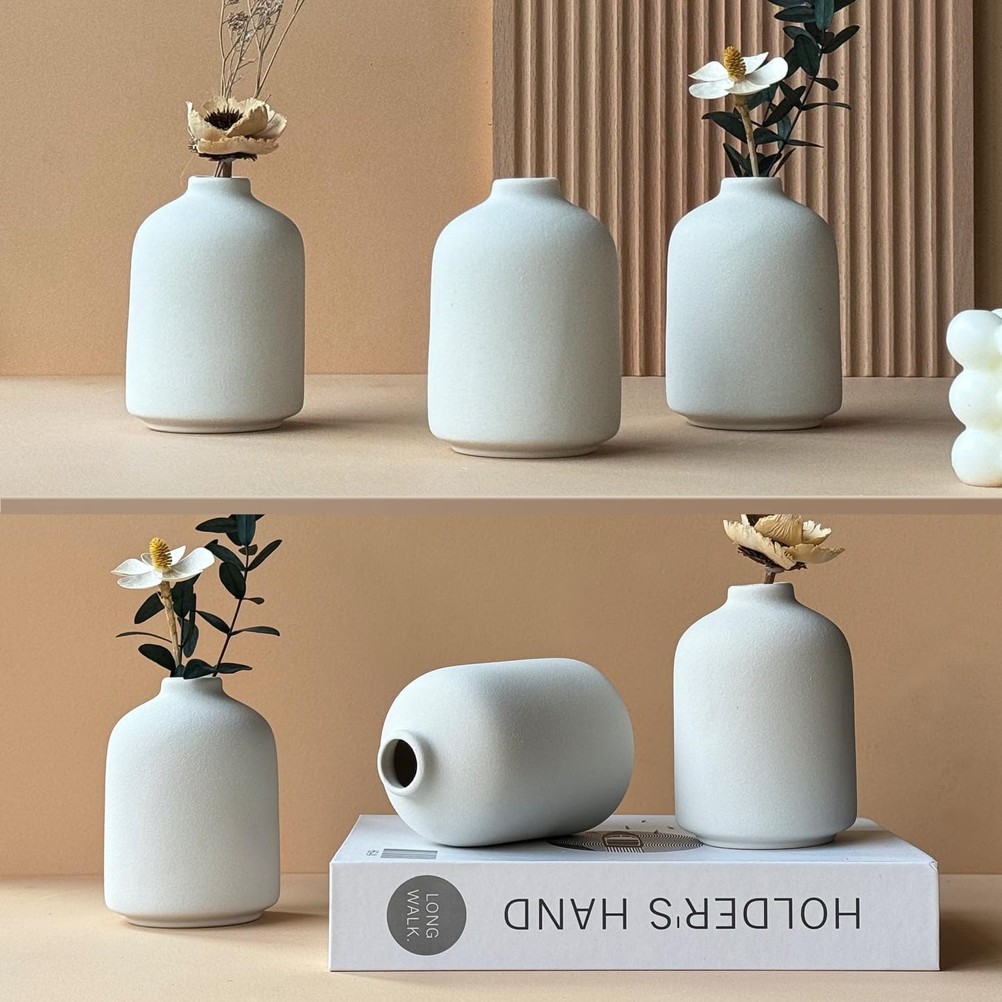 Modern White Small Ceramic Vase / White - Style 5 / Set of 12