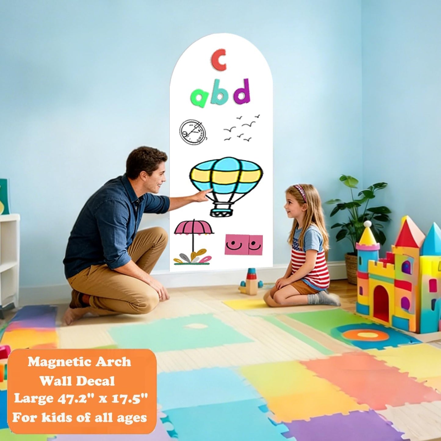 Magnetic Wall Sticker Dry Erase Contact Paper Arch " Self / Whiteboard / White / 47.2 x 17.5