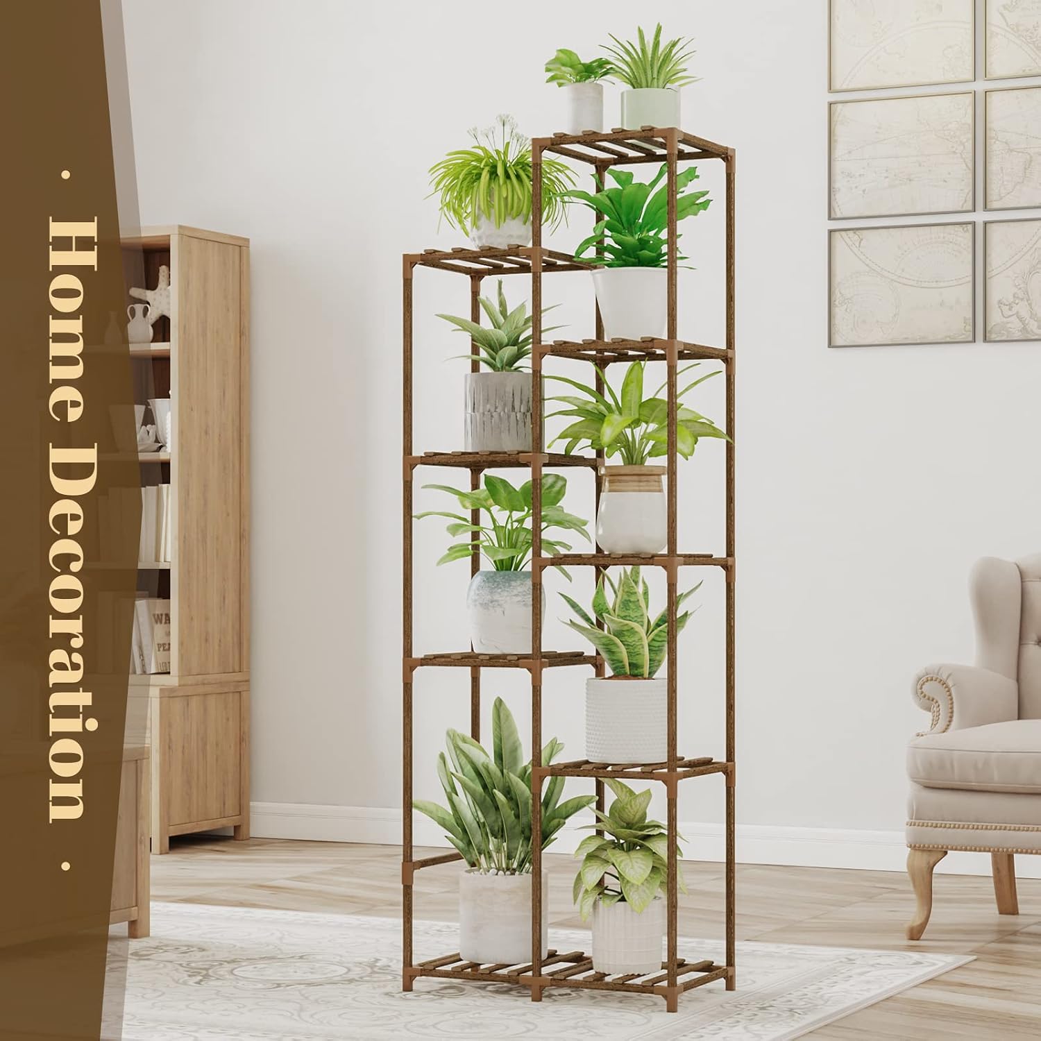 Bamworld 62 " Tall Plant Stand for Indoor Plants Outdoor Corner Plant Shelf | Flower Stands for Living Room Balcony and