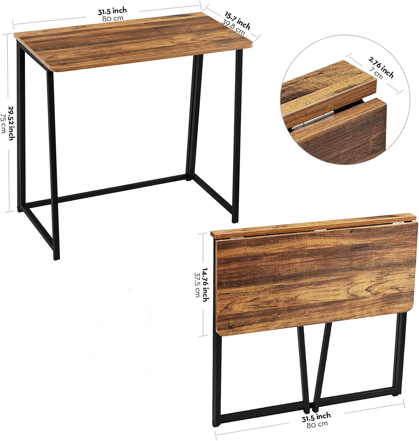 Foldable Computer Desks / 31.5 x 15.7 / Small Size / Brown
