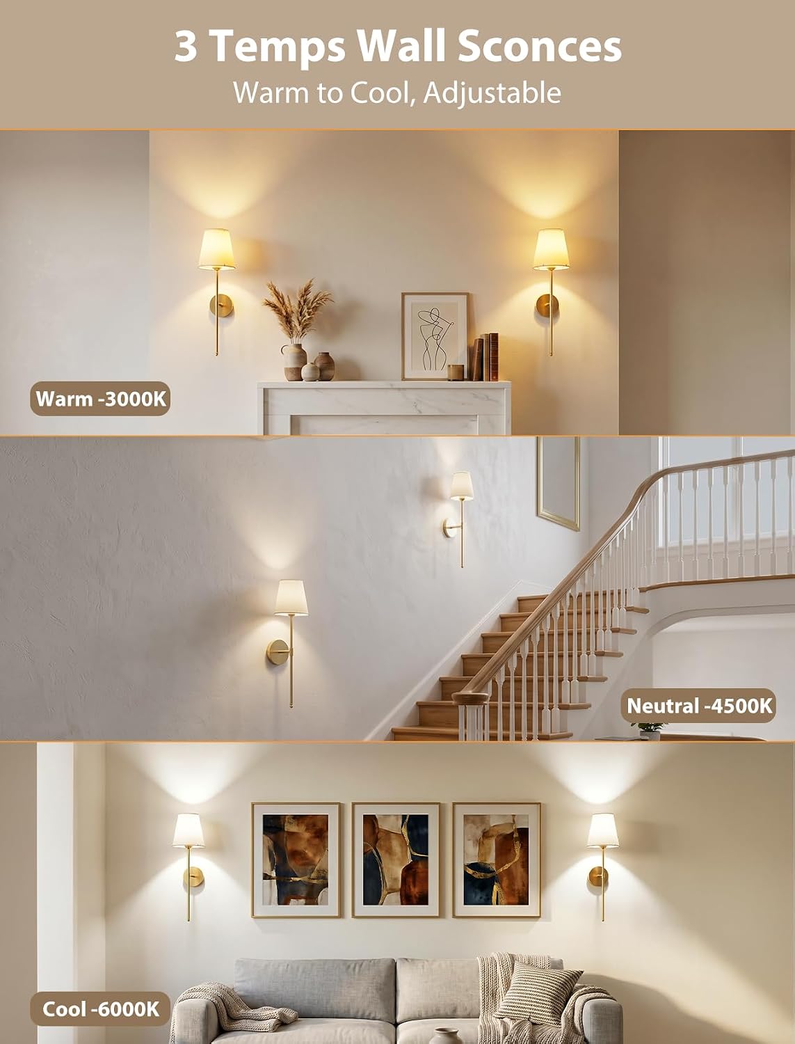 Wall Sconces Set of Two Rechargeable Cordless Wall Decor with Magnetic Bulb | Dimmable Wall Lamps with Remote RGB &