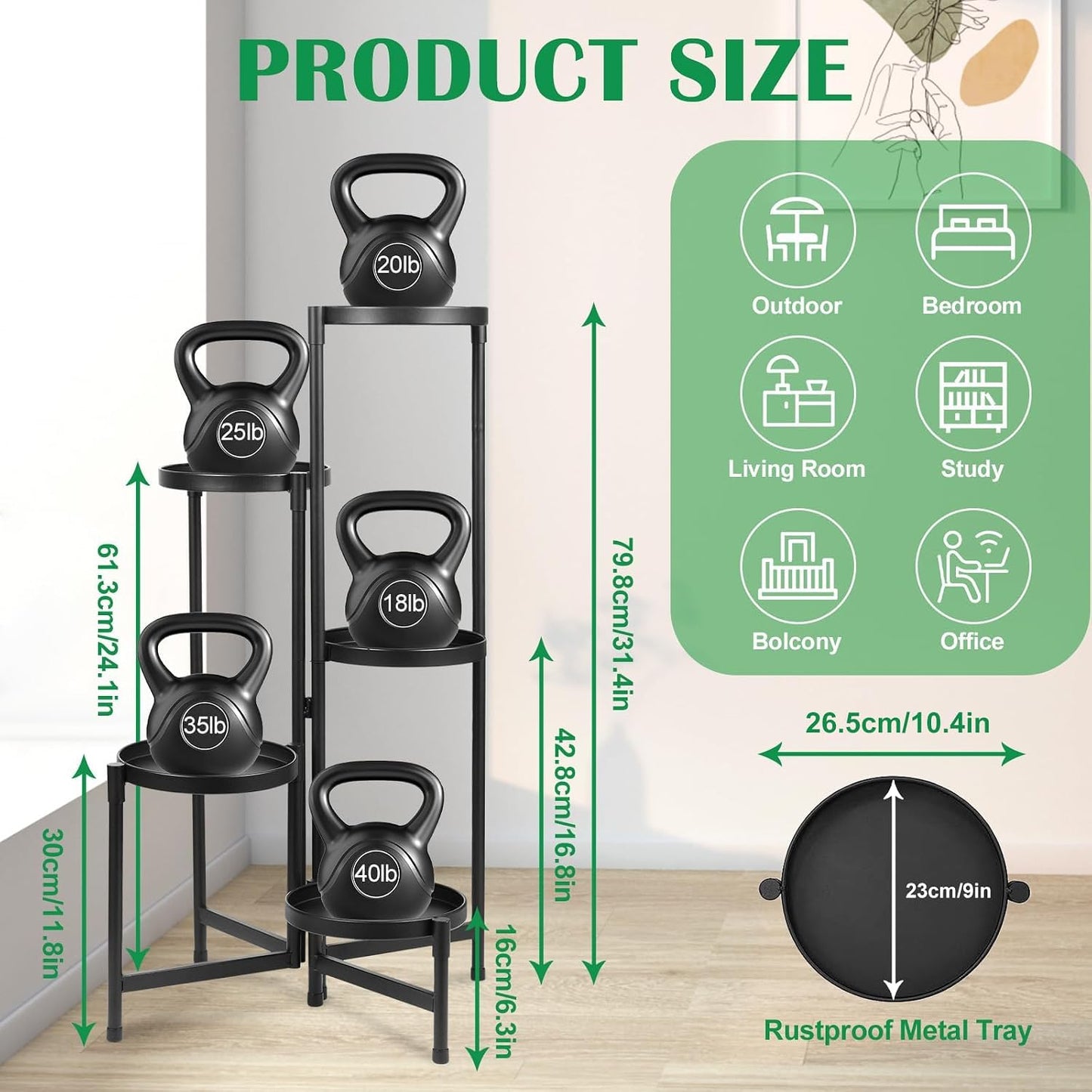 Plant Stand Indoor Outdoor 5 Tier Black Metal Plant Holder 31 in Tall 9 in Wide,Tiered Flower Pot Display