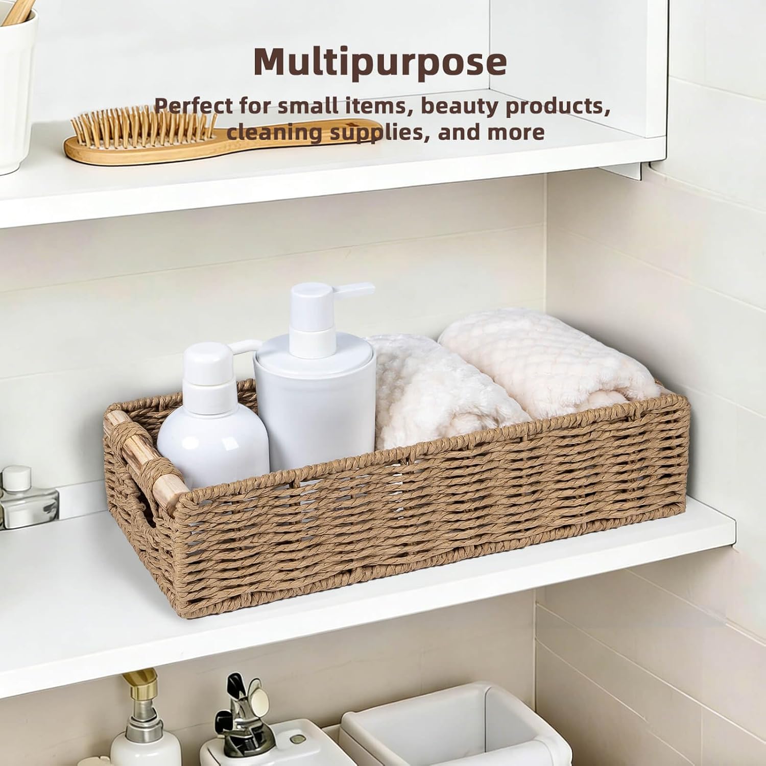 Handwoven Toilet Tank Top Paper Baskets / Neutral