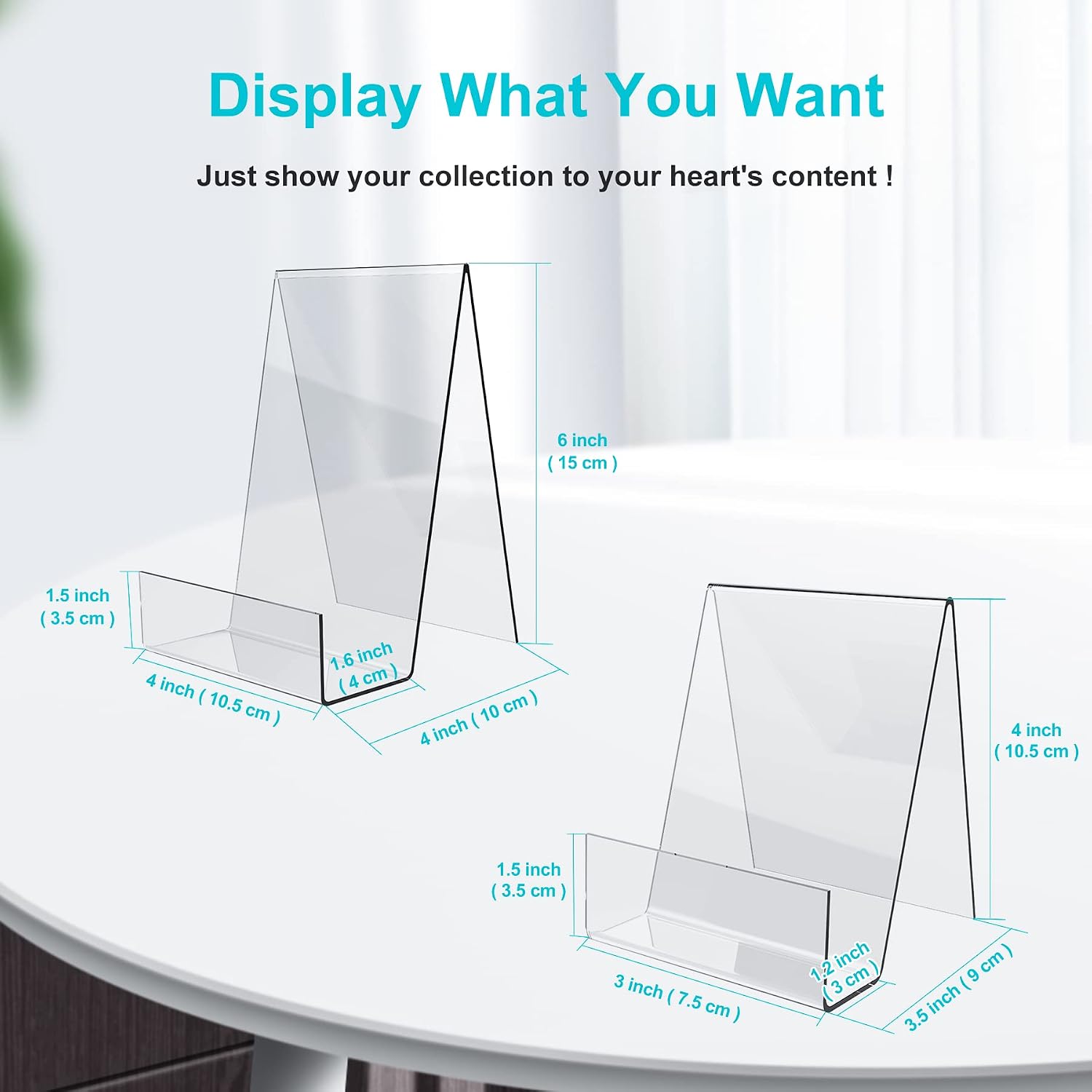 Boloyo Acrylic Book Stand with Ledge,10PC Clear Acrylic Display Easel Transparent Display Stand Holder Tablet Holder