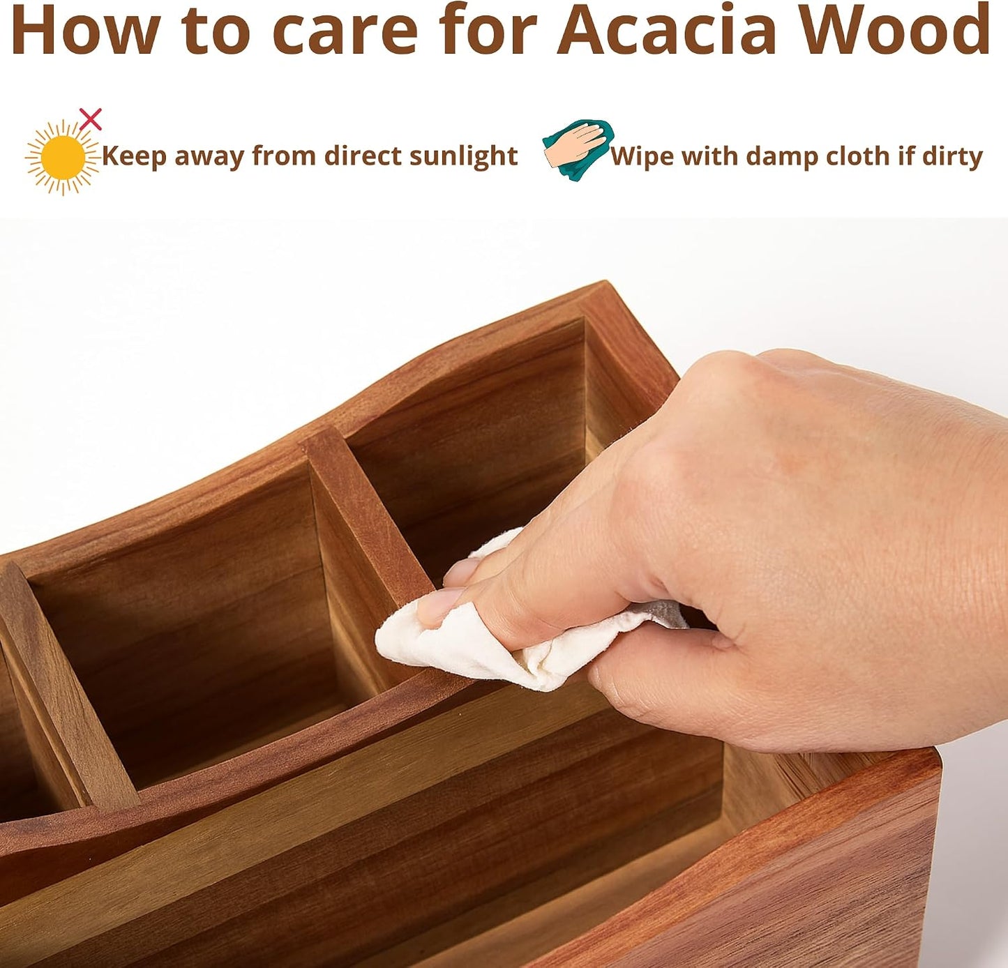 Utensil Caddy for Parties, Acacia Wood Silverware Holder for Countertop