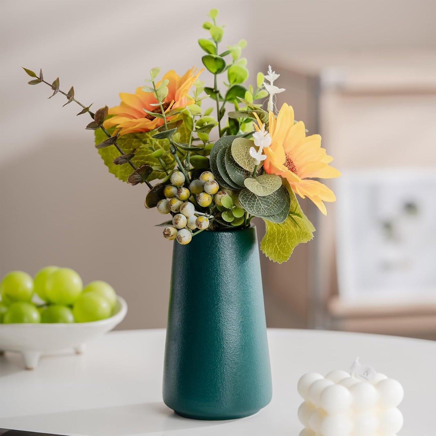 6" Ceramic Flower Vase / Green / Small
