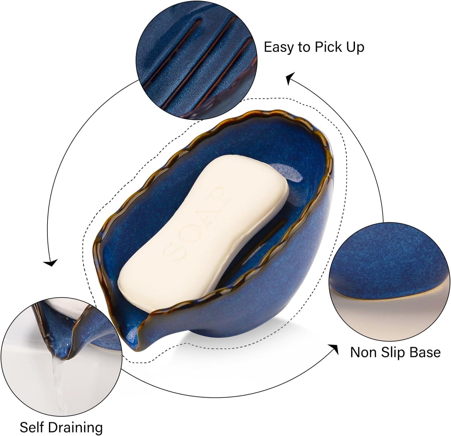 Dish Washing Soap Holder Ceramic Dish for Soap / Blue