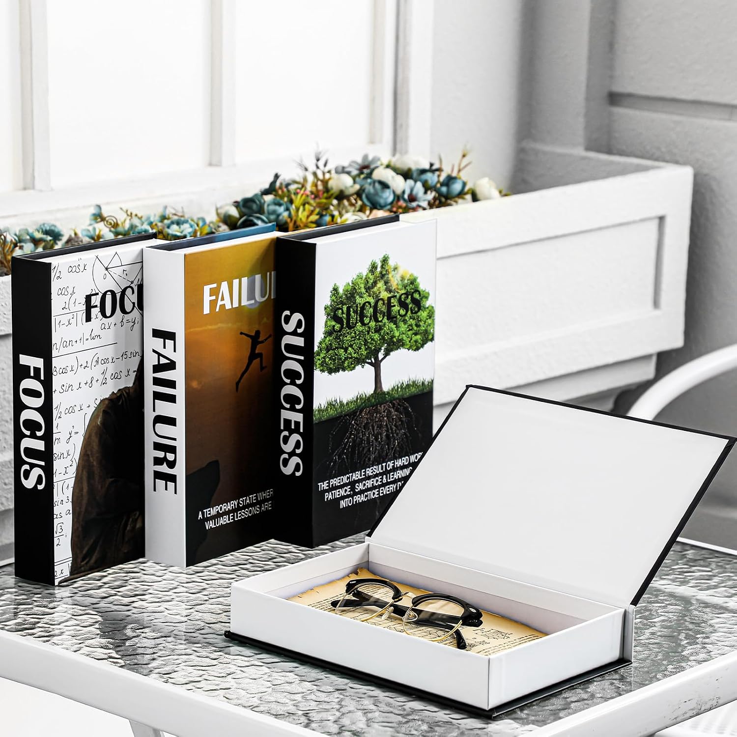 Decorative Book Inspirational Faux Books Stacked Table Decor Fake Books / Motivational / Set of 4