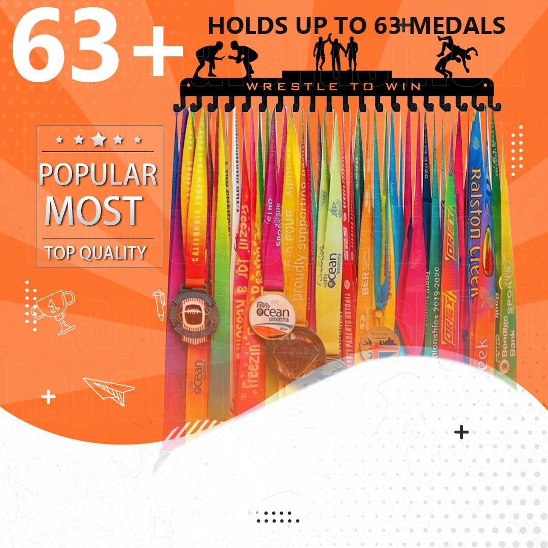 Medal Hanger Display Rack-Wall Mount Steel for 63+ Medals Easy to Install