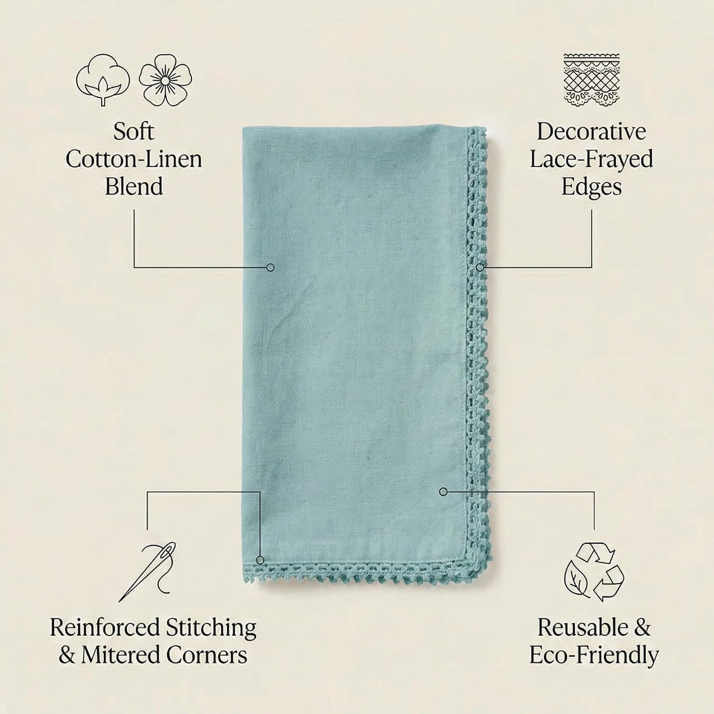 ACCENTHOME Blue Cloth Napkins Set of 12 18x18 inch Cotton Dinner Napkins - Washable Soft Premium Hotel Quality Reusable