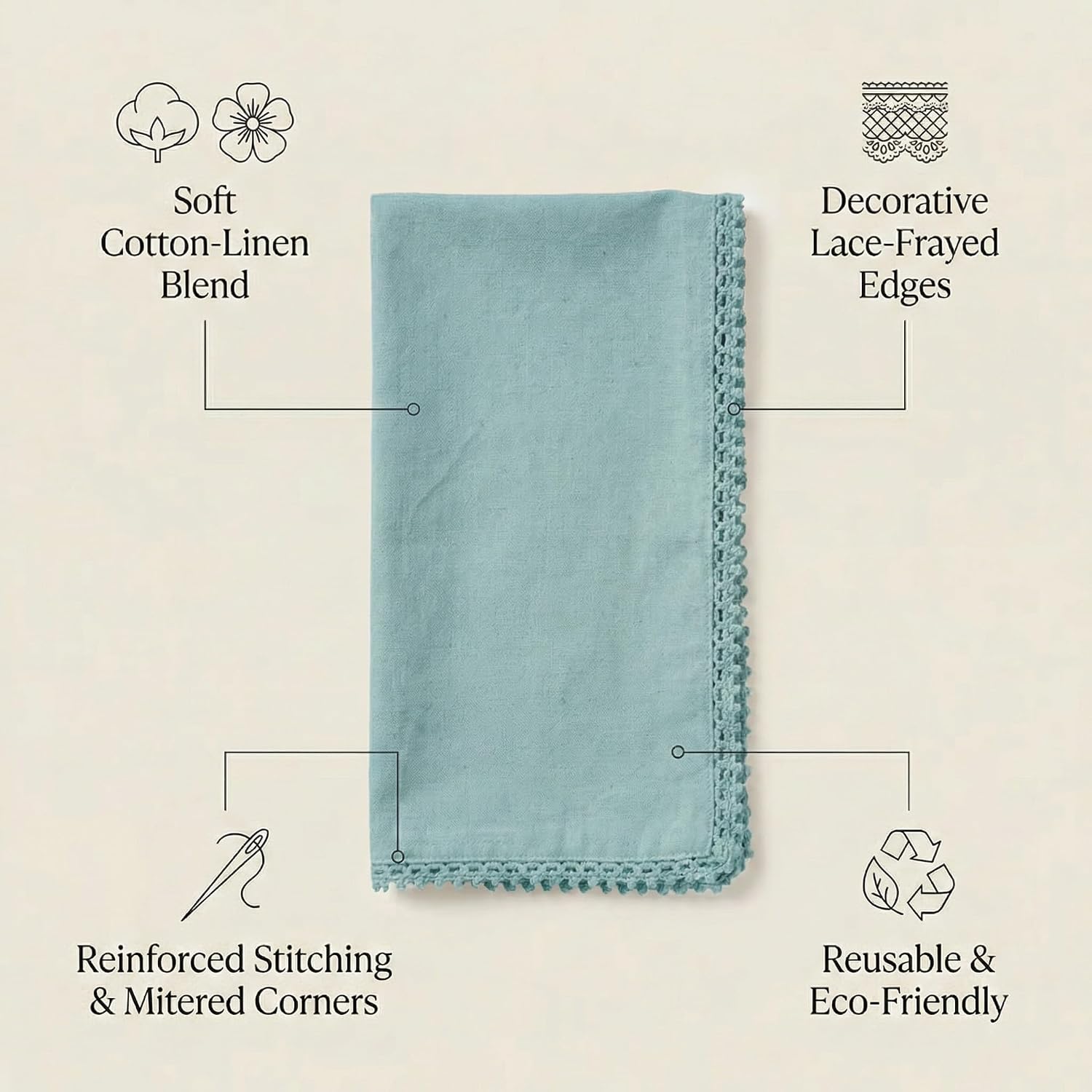 ACCENTHOME Blue Cloth Napkins Set of 12 18x18 inch Cotton Dinner Napkins - Washable Soft Premium Hotel Quality Reusable