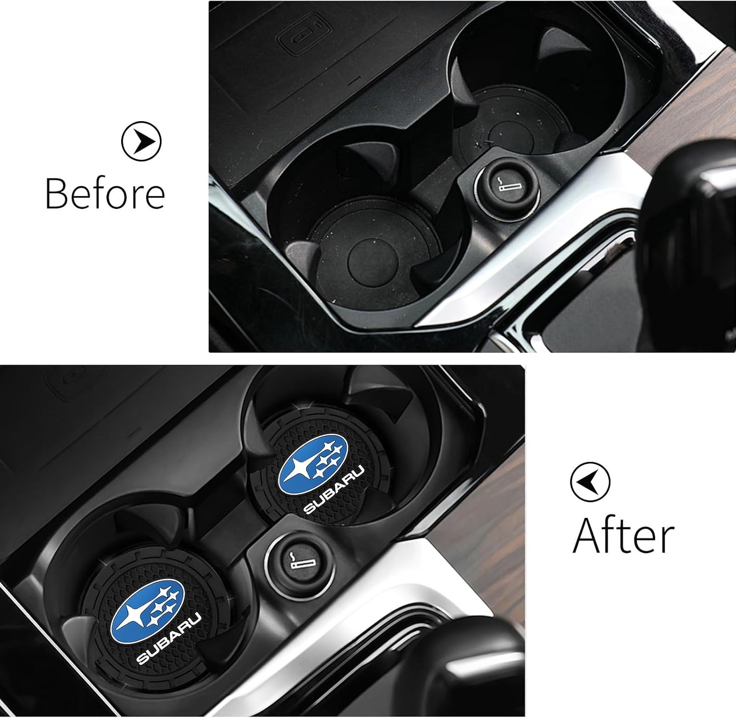 Car Cup Holder Coaster for Subaru Recessed Silicone Cupholder / Black-014 / 2.75 Inch / Set of 2