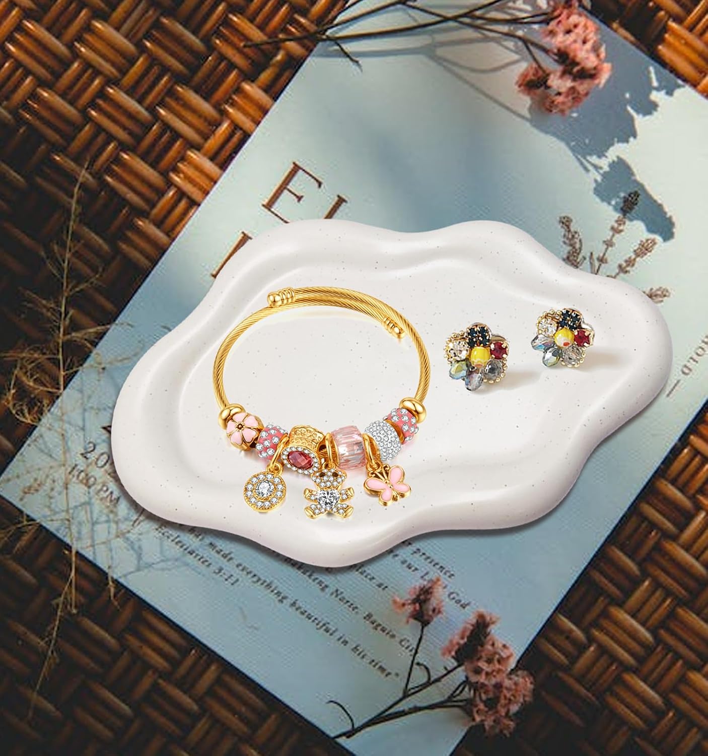 Cloud Tray Jewelry Plate / Spotted Matte White