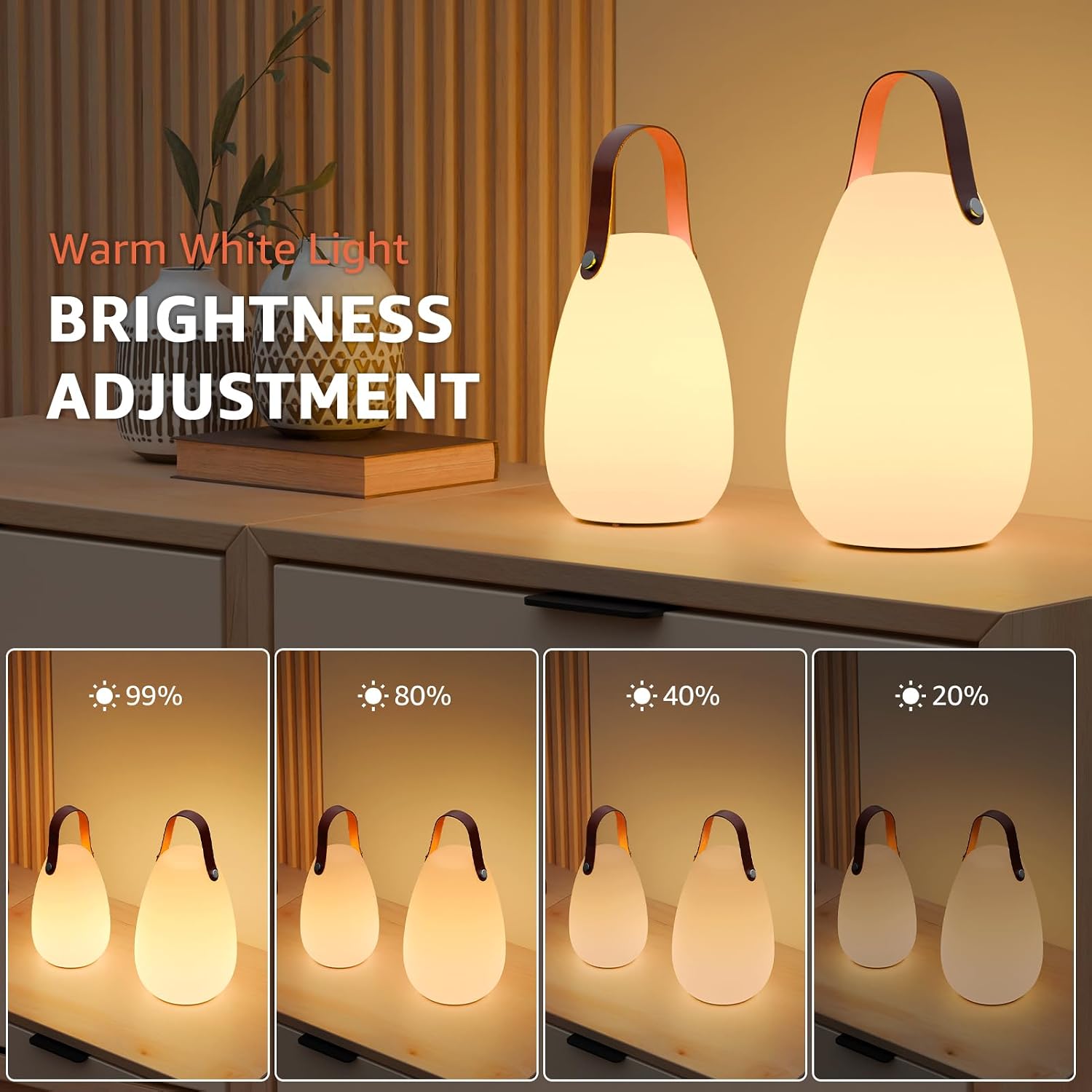 uuffoo 2 Pack Rechargeable Portable Table Lamp with Remote | Cordless RGB Lantern, Decorative LED Night Light, IP44