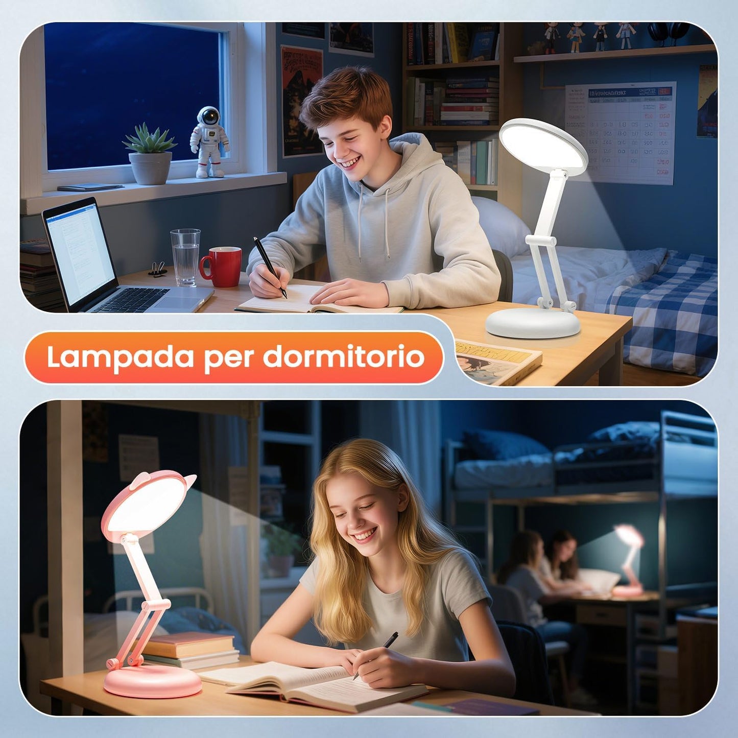 Battery Battery Operated Cordless Rechargeable Lamp - 3600mAh 10 Brightness Wireless LED Desk Table Lamp, Small Mini