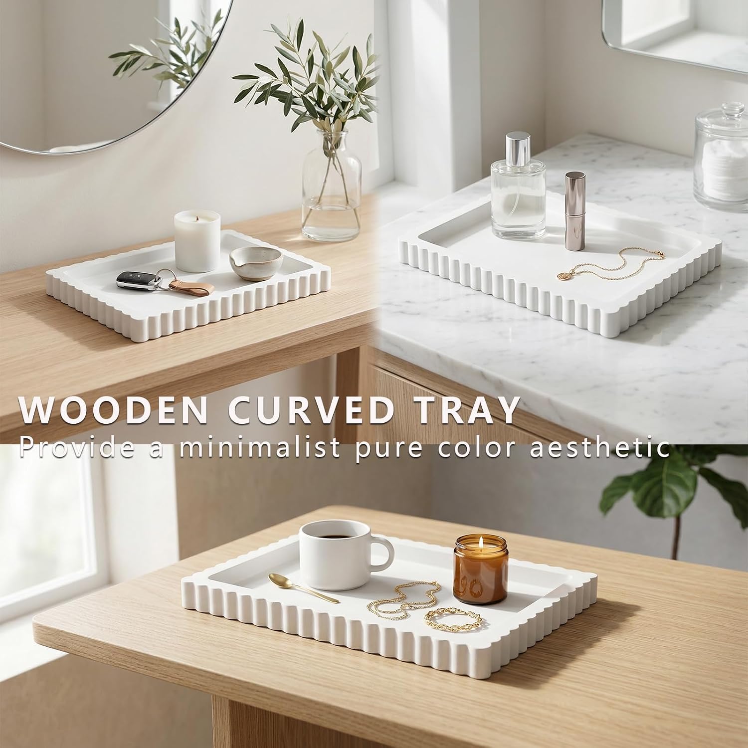 Wooden Ottoman Tray / 14 Inch