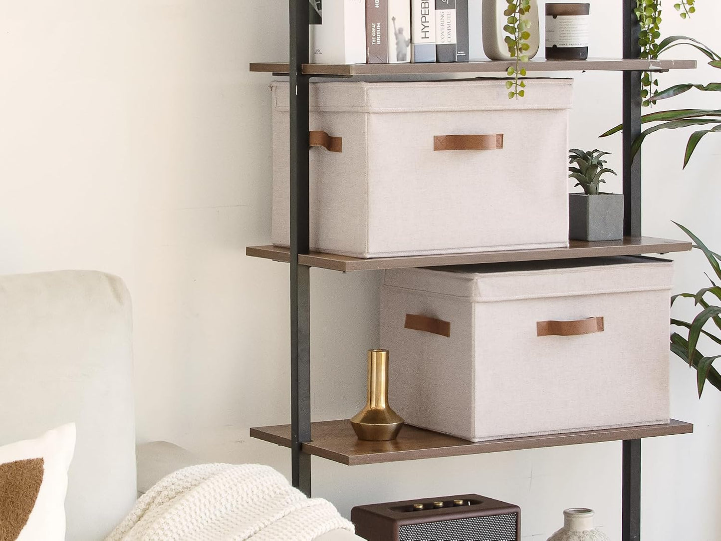 Fabric Storage Bins / Brown and Beige / Jumbo