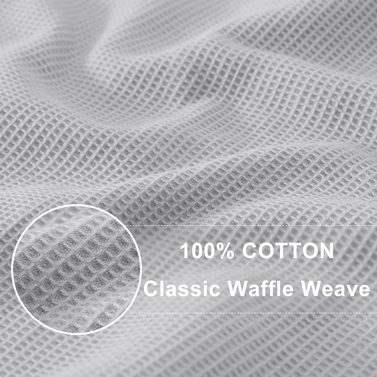Homaxy 100% Cotton Waffle Weave Kitchen Towels, 12 Pack, Light Grey | Soft and Absorbent Dish Towels, 16 x 26 Inches