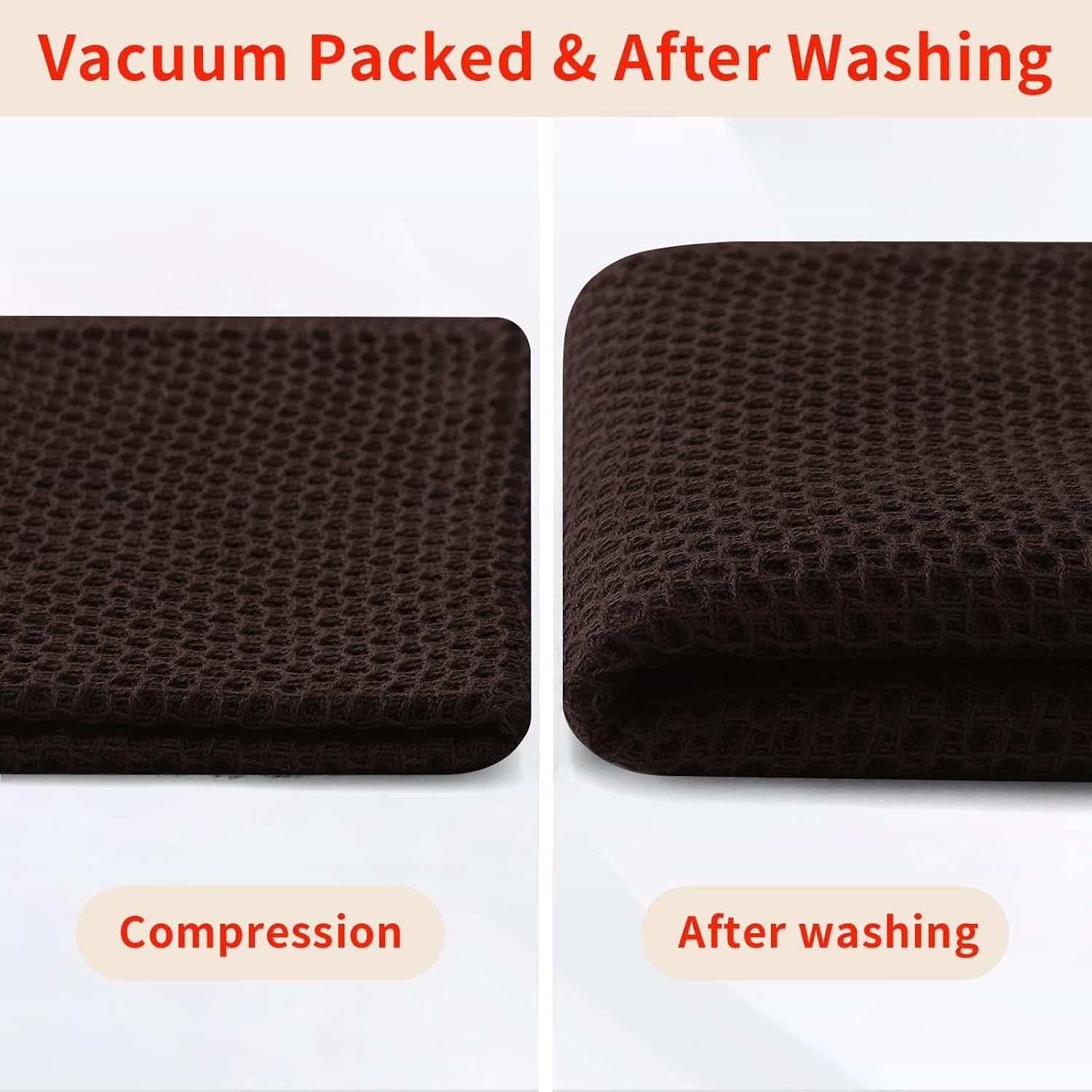 Homaxy 100% Cotton Waffle Weave Kitchen Dish Towels 12-Pack, Dark Brown | 13 x 28 Inches, Ultra Soft Absorbent Dish