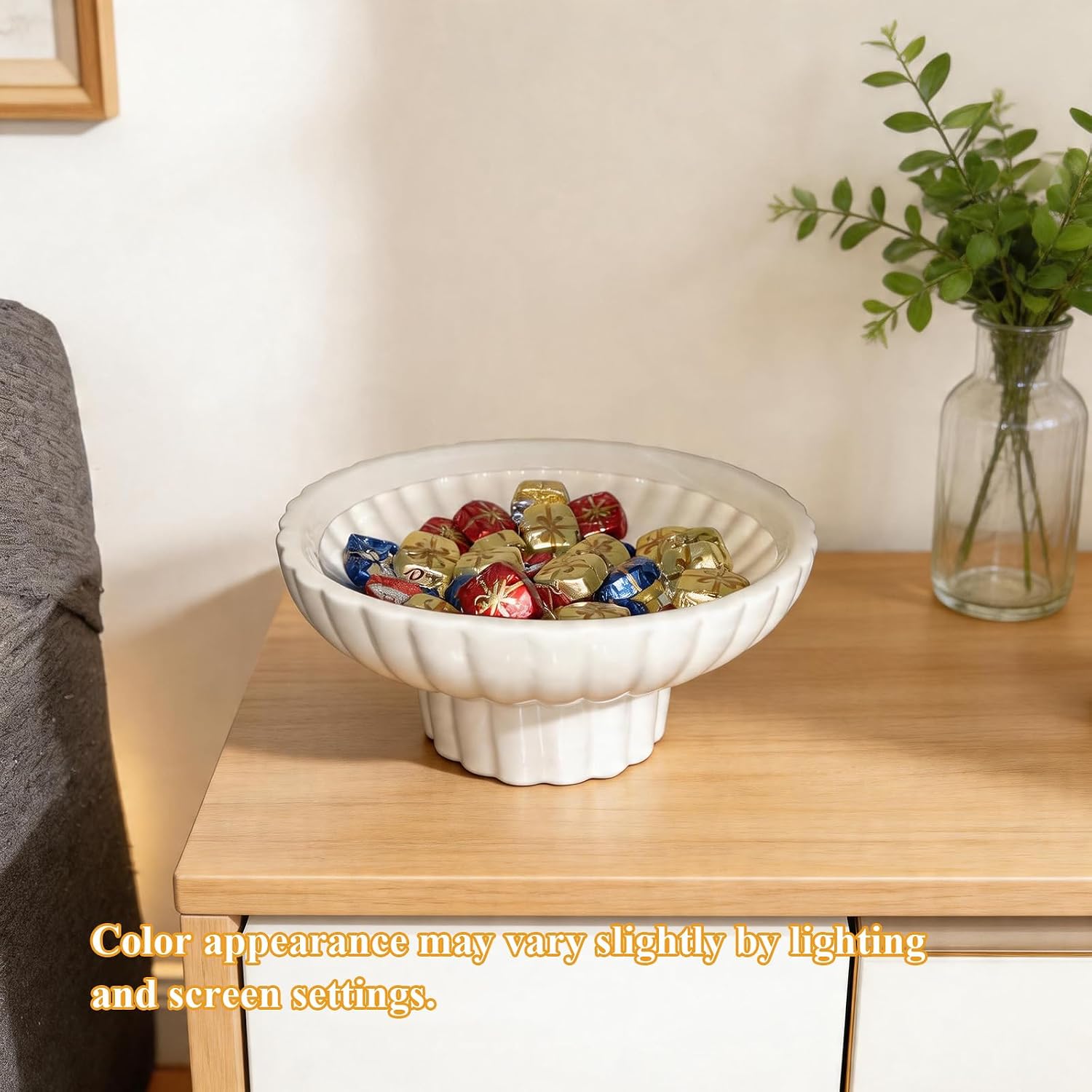 Small Modern Pedestal Bowl / Glossy White / Ceramic / 8 Inch / Set of 8