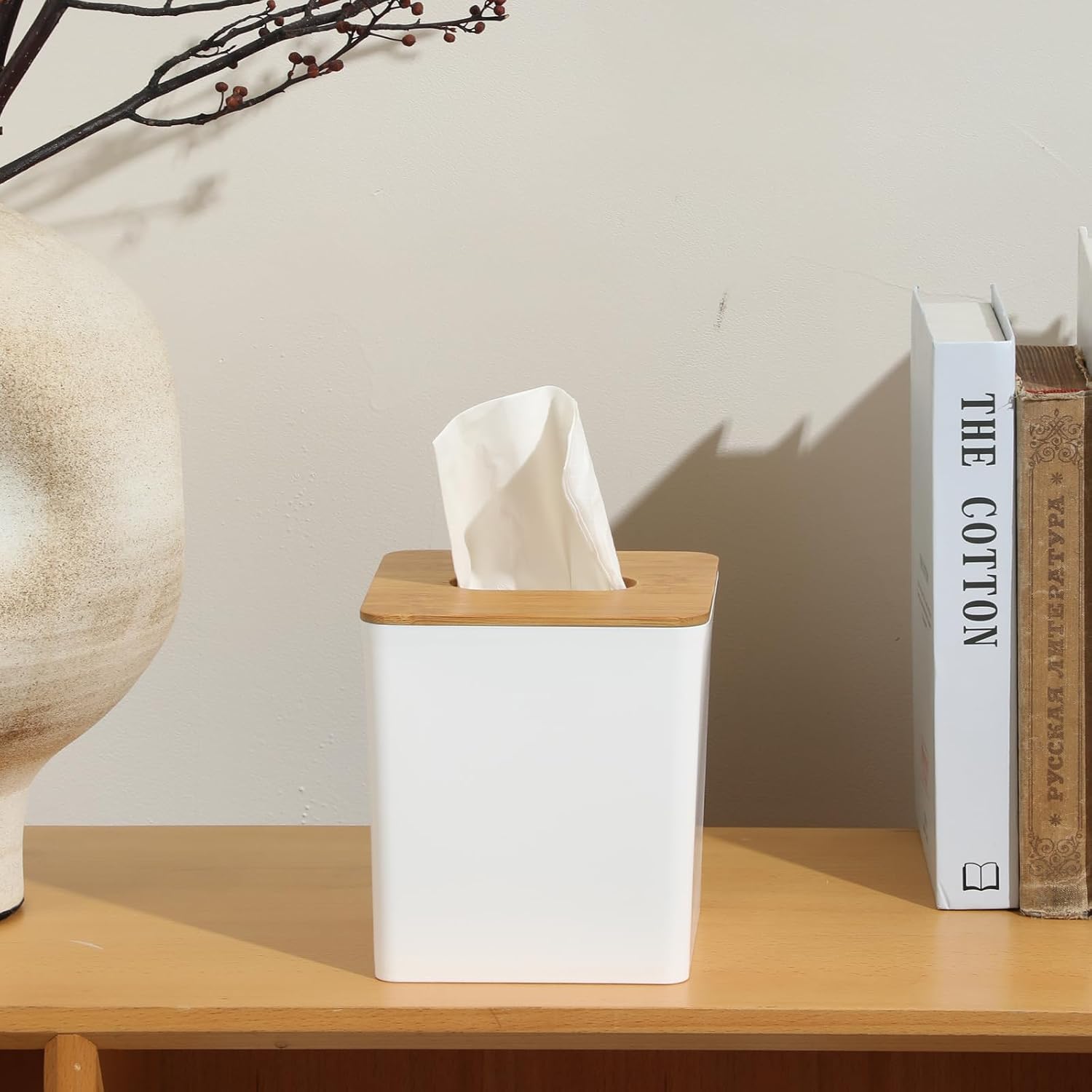 Tissue Dryer Sheet Holder for Modern Farmhouse Boho Decor / White Square