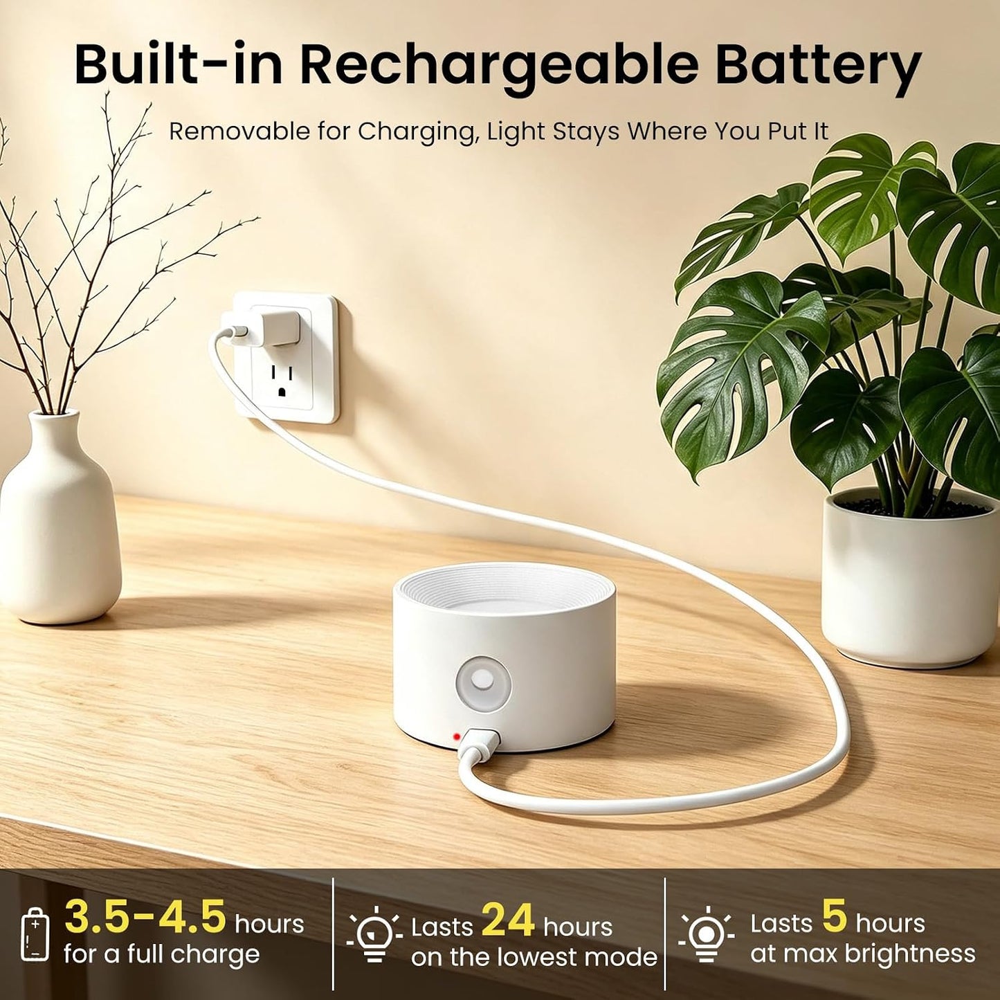 Koopala LED Wall Sconces, Wall Mounted Lamps with Rechargeable Battery Operated Dim 3 Brightness Removable Charging