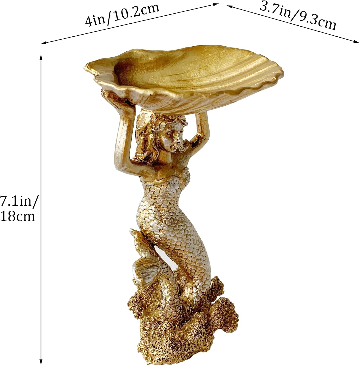 Golden Mermaid Shell Statue Home / Large Mermaid