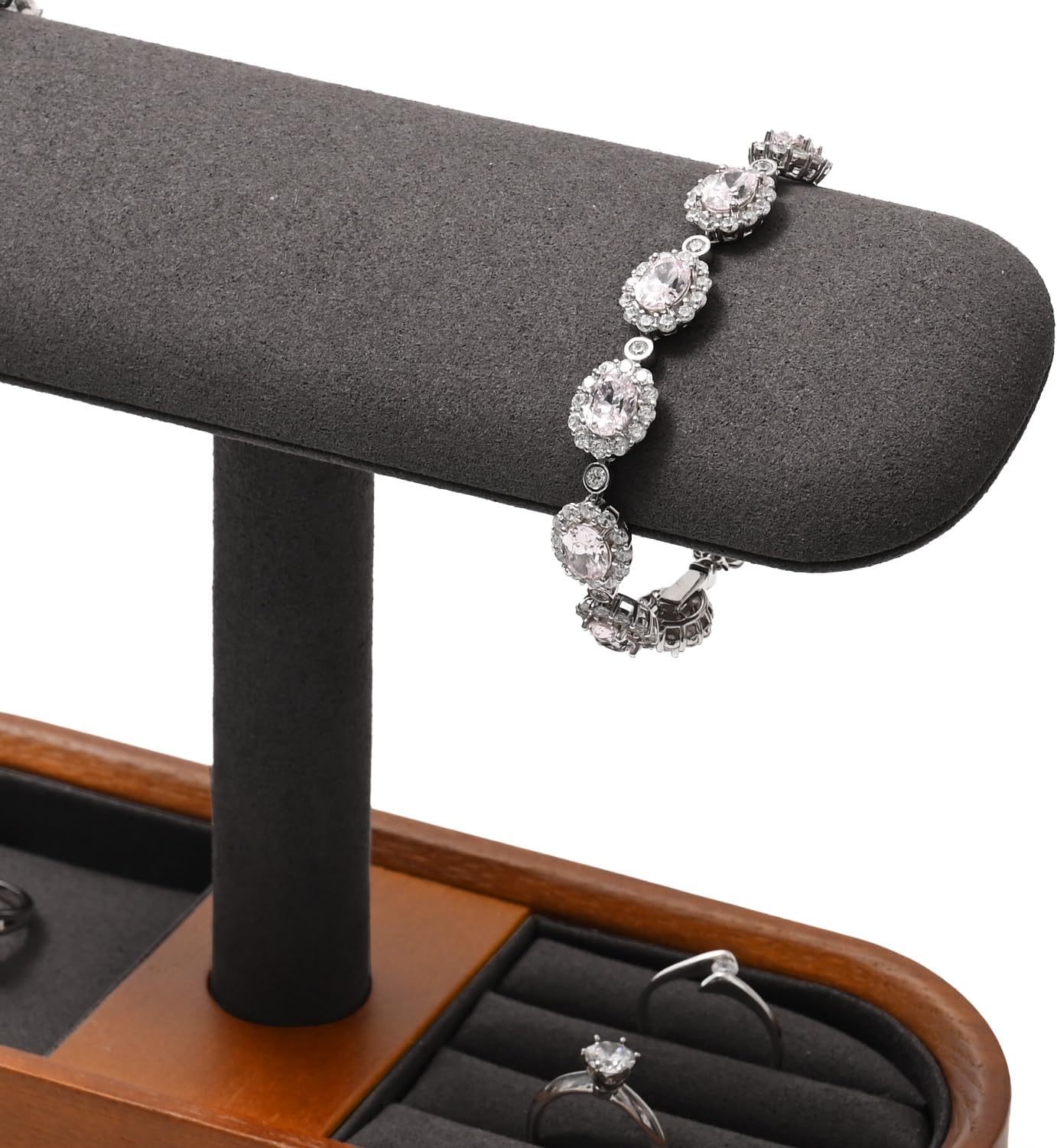 Oirlv Solid Wood Watch Stand T-bar Watch Holder Organizer for Men and Women Showcase Bracelet Bangle Jewelry Display