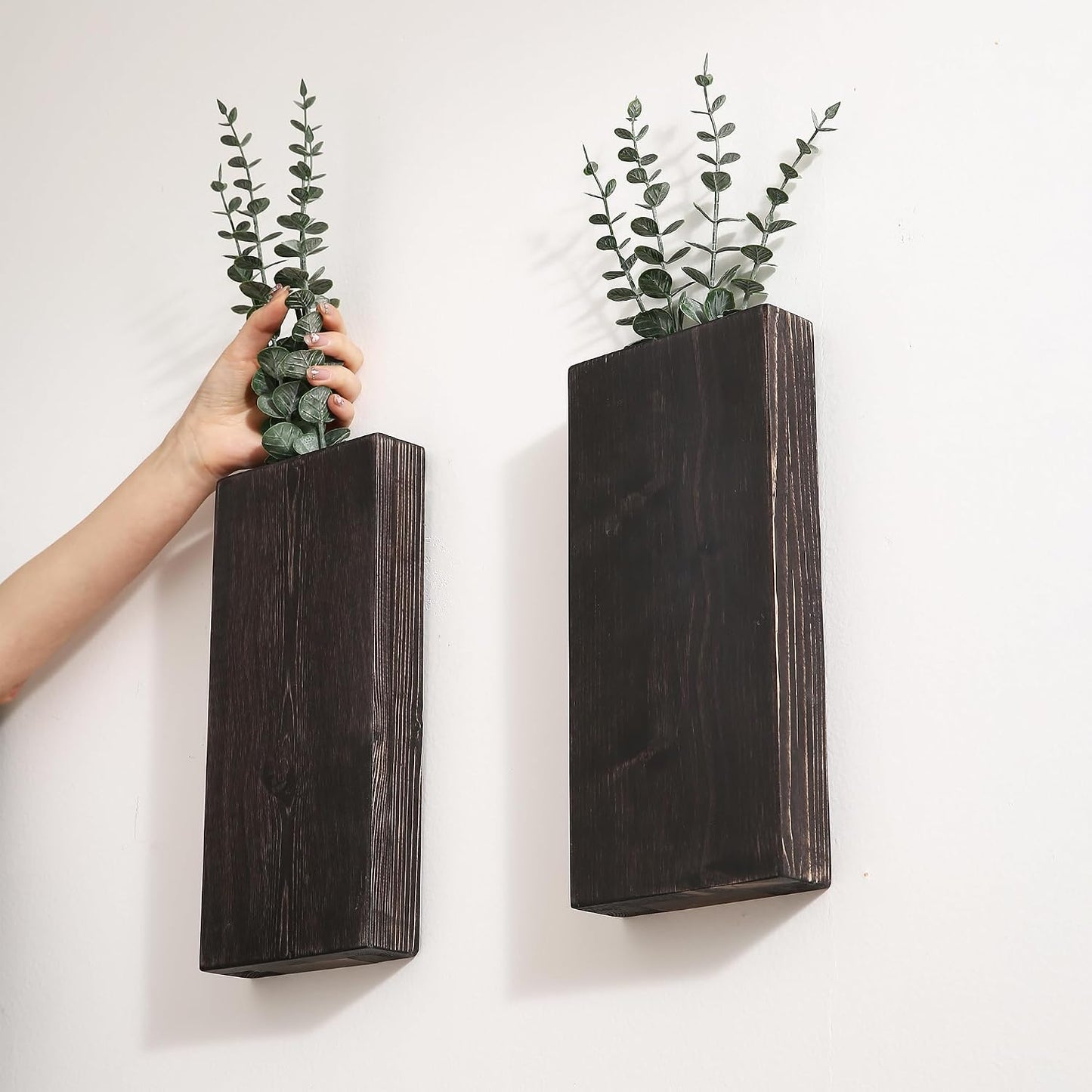 Wood Wall Planter / Expresso / Set of 2