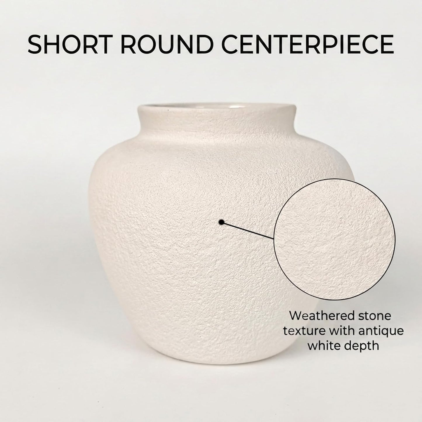5.9" Small Round Ceramic Vase / 5.9" Small Round / White