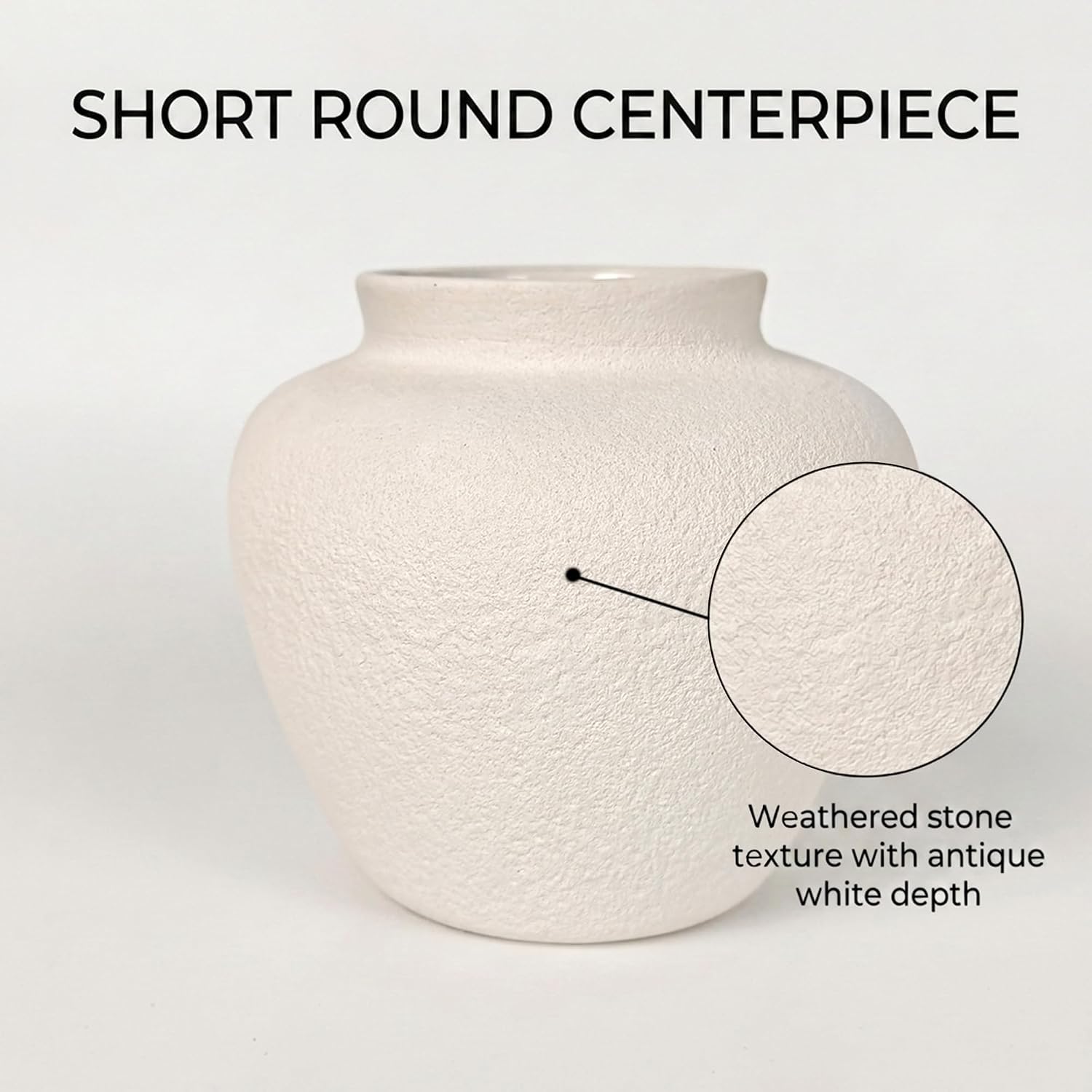 5.9" Small Round Ceramic Vase / 5.9" Small Round / White