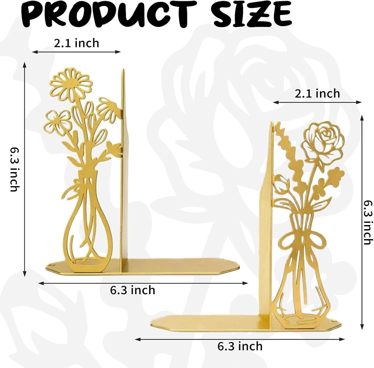 Flower Gold Bookends Metal Book Ends / Gold Flower