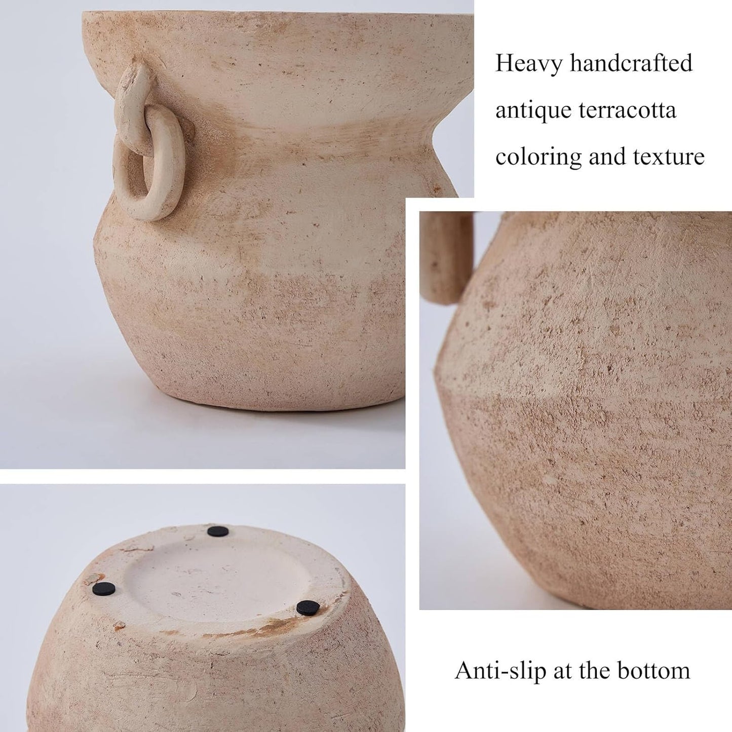 Rustic Vase / Decorative Pottery Terracotta Vase / White