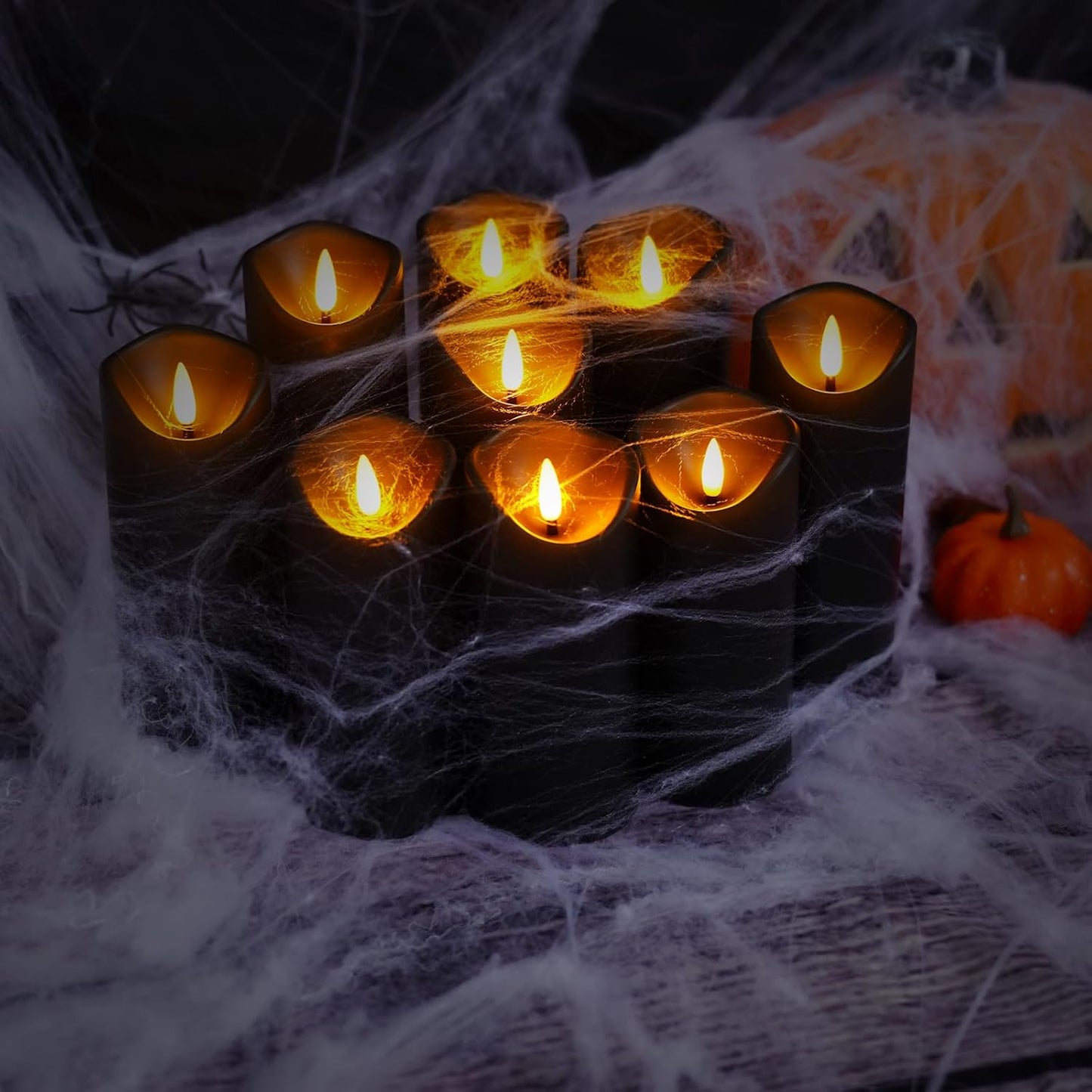 kakoya Flickering Flameless Candles, Battery Operated Plastic LED Pillar Candles with Remote Control and Timer, Set of