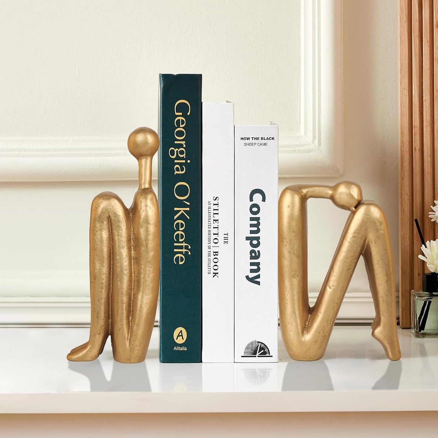 Thinker Cast Iron Bookends / Thinkera Brass