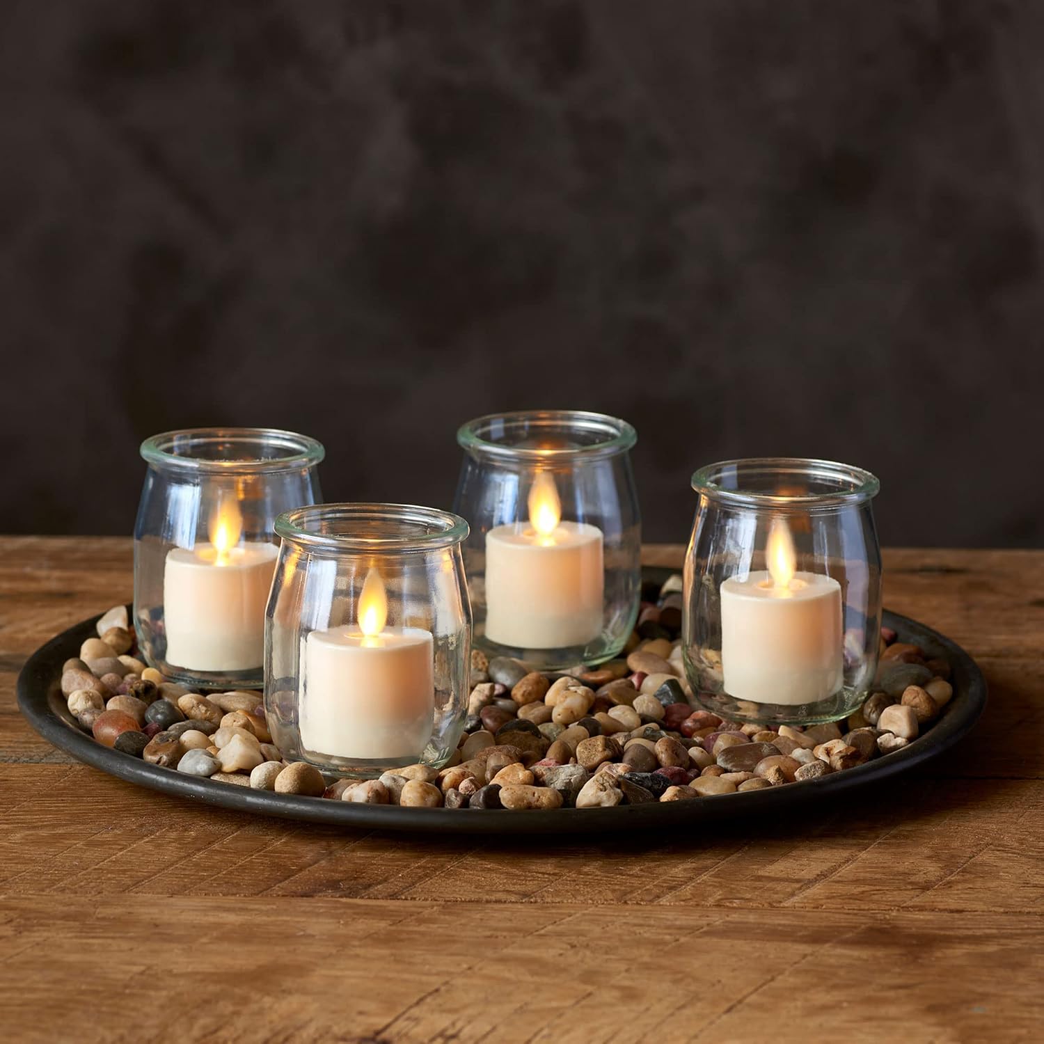 Luminara Flickering Flameless Pearl Ivory Tealights - Warm LED Light Flame Votives - Battery Operated Decor for Dining