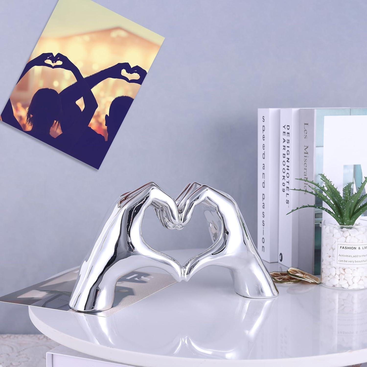 Love Centerpieces Aesthetic Statue and Sculpture Living Room Bedroom Bookshelf Coffe / Shiny Silver