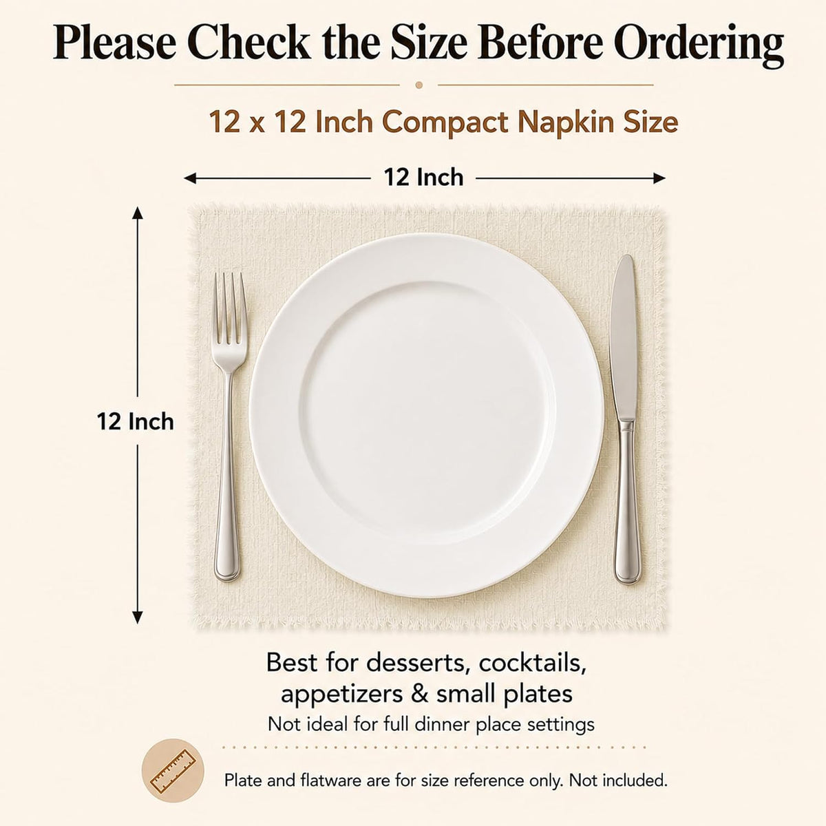 36 Pack Line Cloth Napkins, 12 x 12 Inch Cotton with Fringe Settings | Handmade washable reusable cotton dinner napkins