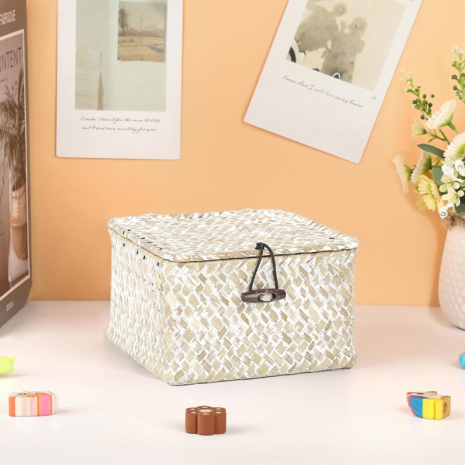 Wicker Shelf Baskets / Small / Whitewash Color
