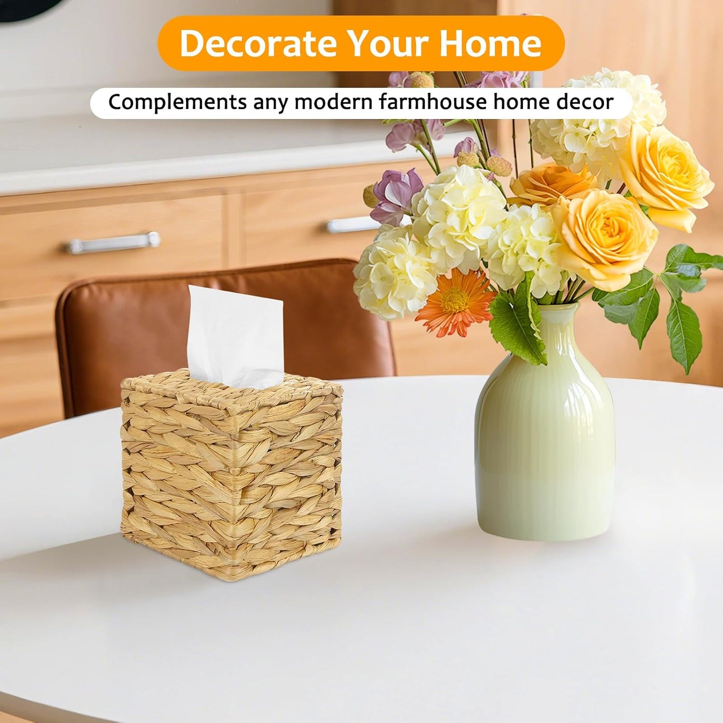 Handwoven Rattan Square Holder / Natural / Set of 4
