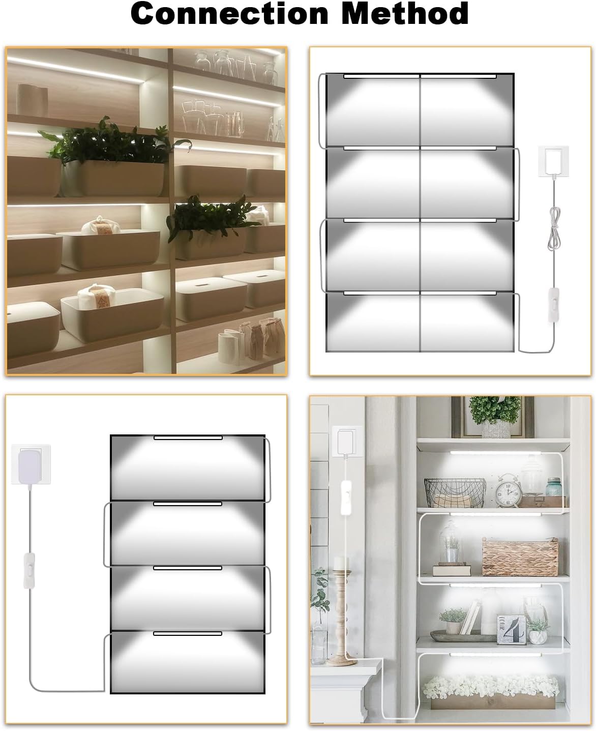 Cefrank 6-Pack Linkable Under Cabinet Lighting, 12" LED Shelf Light Bars | 1200LM Cool White • Plug-in • CRI90+ •