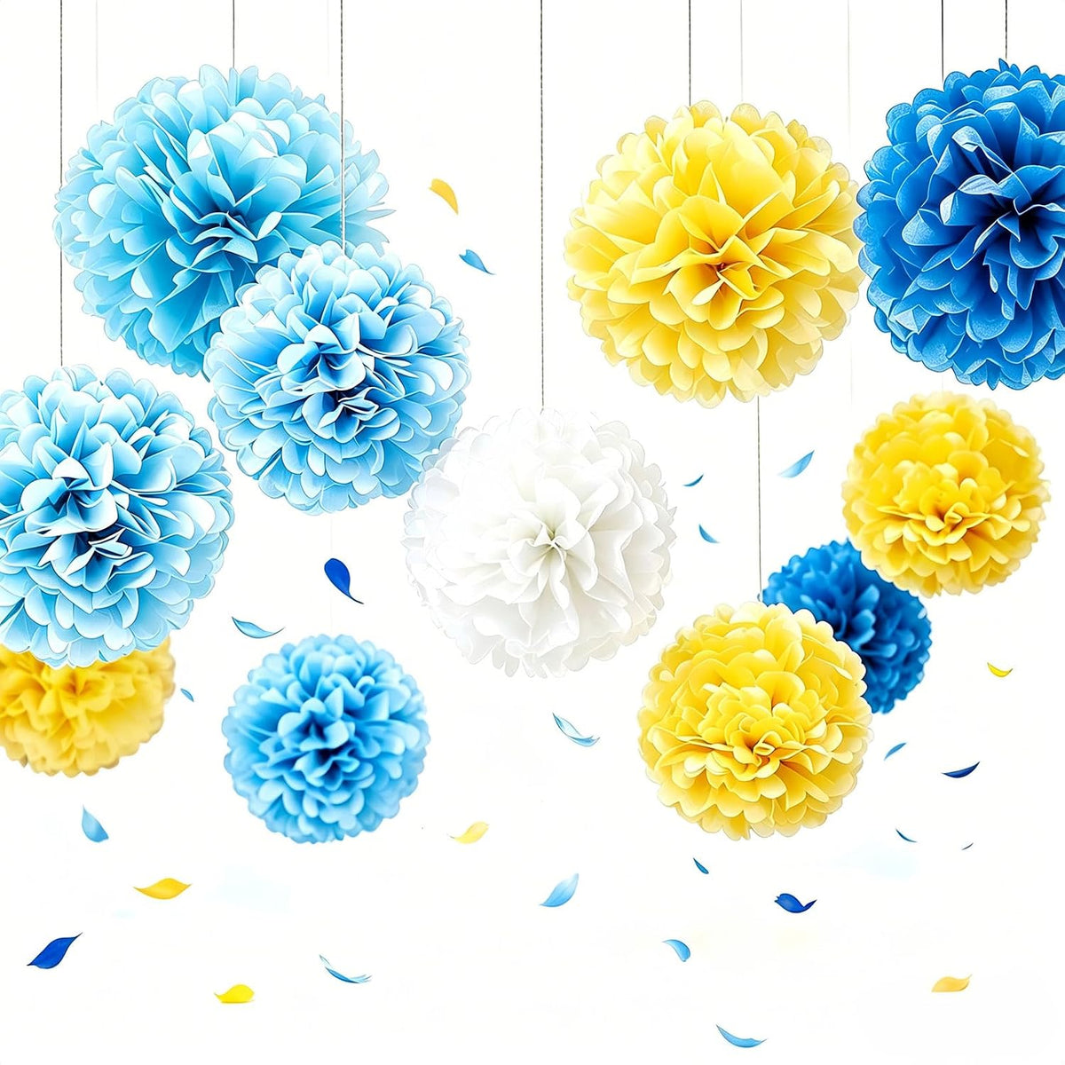 BOARDFEB 15Pcs 3D Paper Sunflower Honeycomb Hanging Decorations