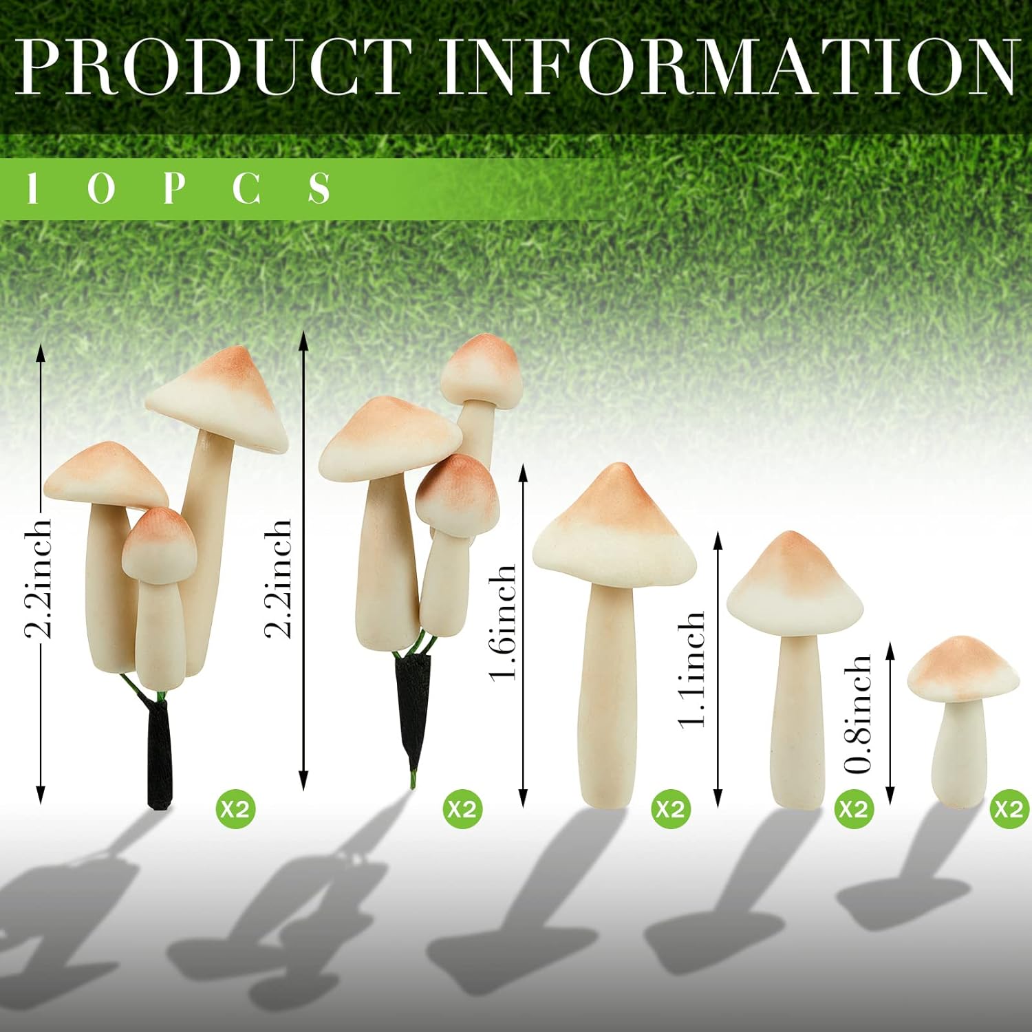 Luminous Mushroom Miniature Garden Mushrooms Outdoor Decor Waterproof Glow in The Dark / Set of 10
