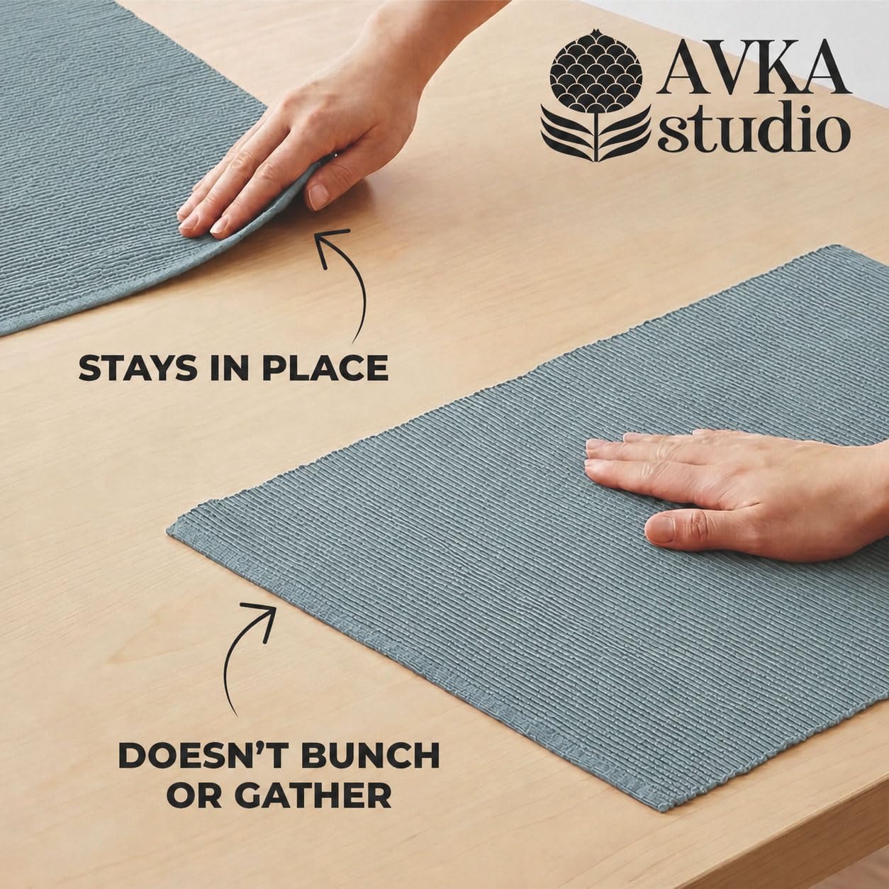 100% Cotton Ribbed Placemats - Set of 8-13 x 19 Inches - Grey - Everyday Cloth Table Mats - Thick Construction