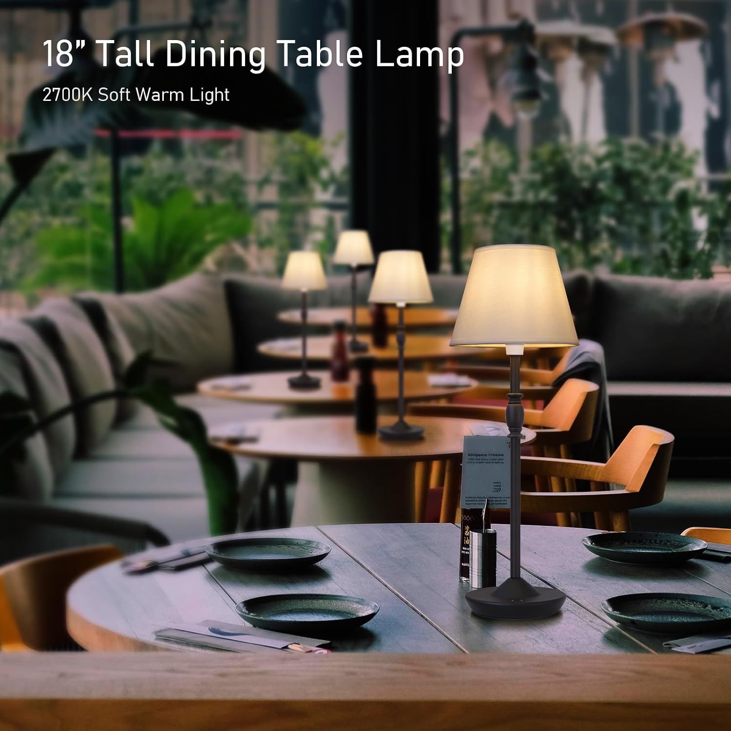 Cordless Table Lamp Portable Small LED Touch Lamp with Dimmer, 18" 2700K Rechargeable Battery Light for Bedside, Dining