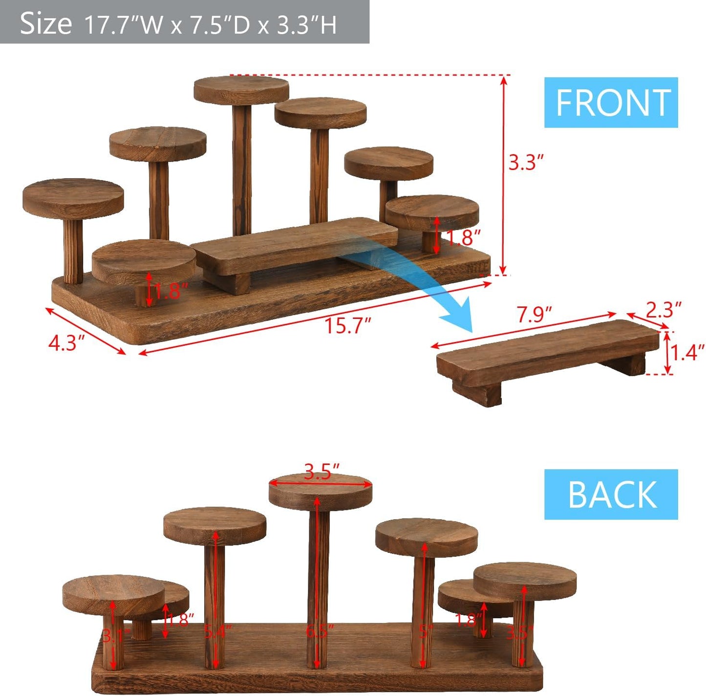 Multi-Level Wooden Display Riser Stand for Jewelry