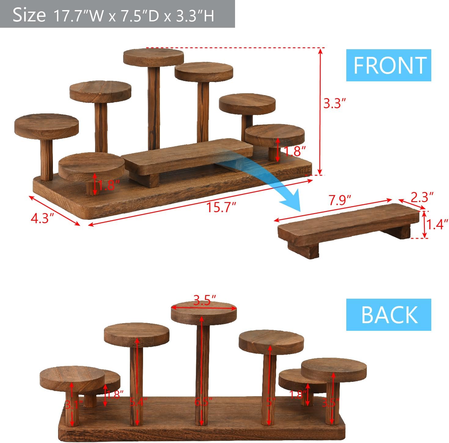 Multi-Level Wooden Display Riser Stand for Jewelry