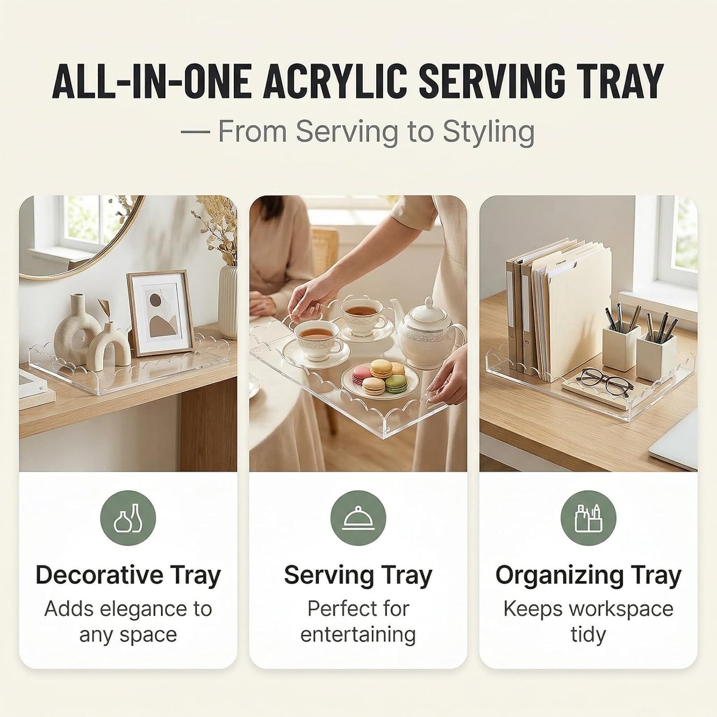 Acrylic Serving Tray / Clear / 15 x 10